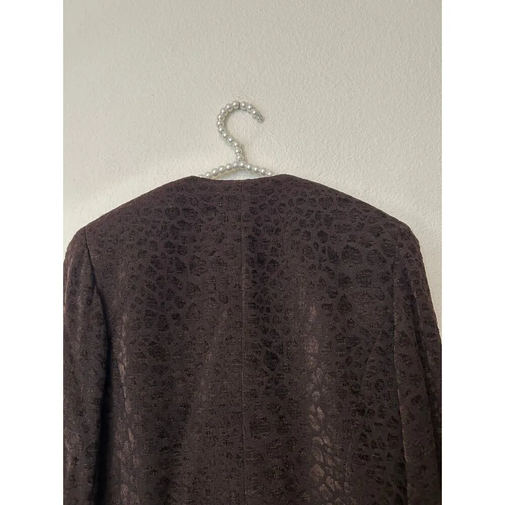 Lafayette 148 Women's Size 6 Brown Blazer Espresso Animal Print Business Office - Image 11