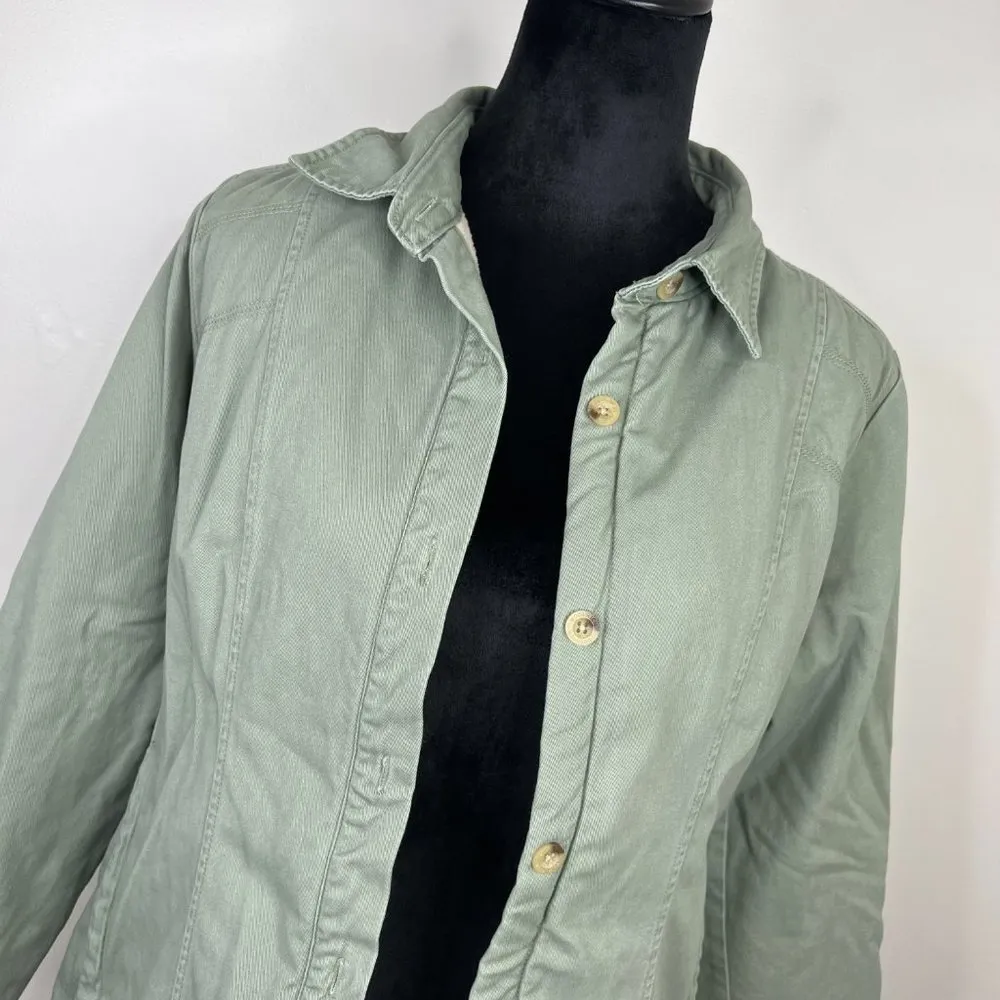 Woolrich Sage Green Fleece Lined Button Front Shacket Size Small - Image 7
