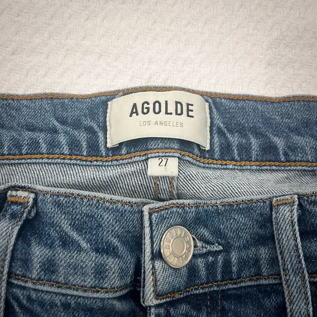 AGOLDE Toni Mid-rise Straight Leg Classic Blue Denim Jeans Size 27 - Image 2