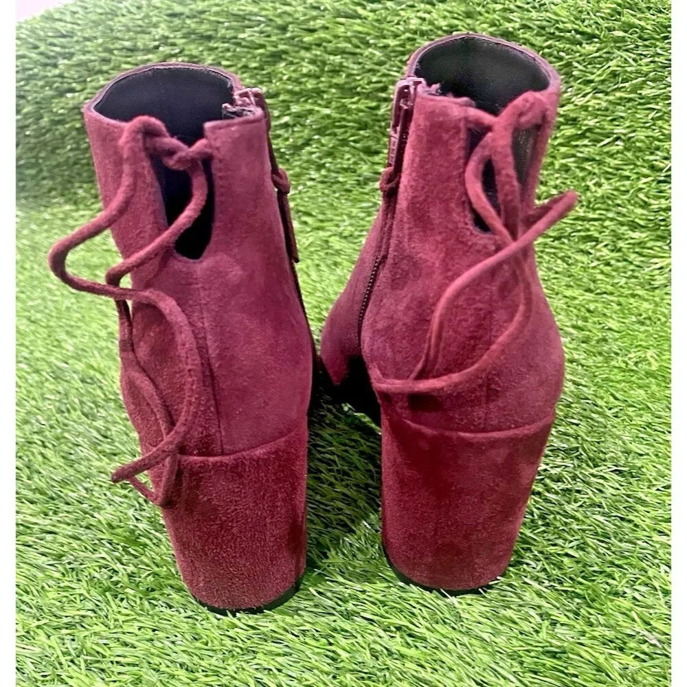 Stuart Weitzman Gardner Maroon Suede Boots Size 7 New - Image 16
