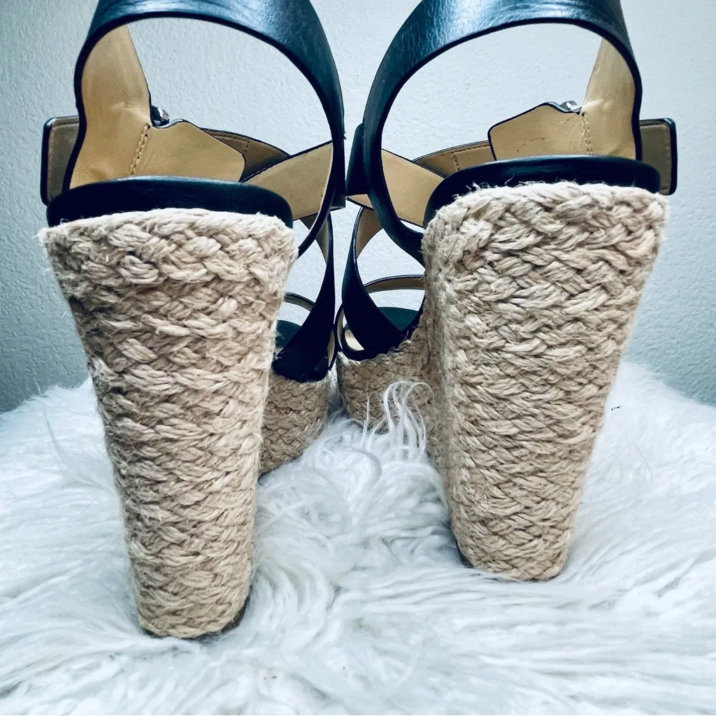 MICHAEL KORS Black Strappy Heels Wedges GIOVANNA - Image 8