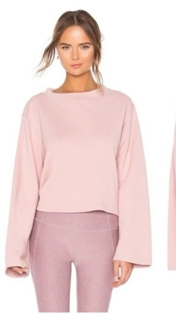 Varley Pink Weymouth Tie-back Cotton Pullover Crewneck Sweatshirt Athletic XS - Image 1