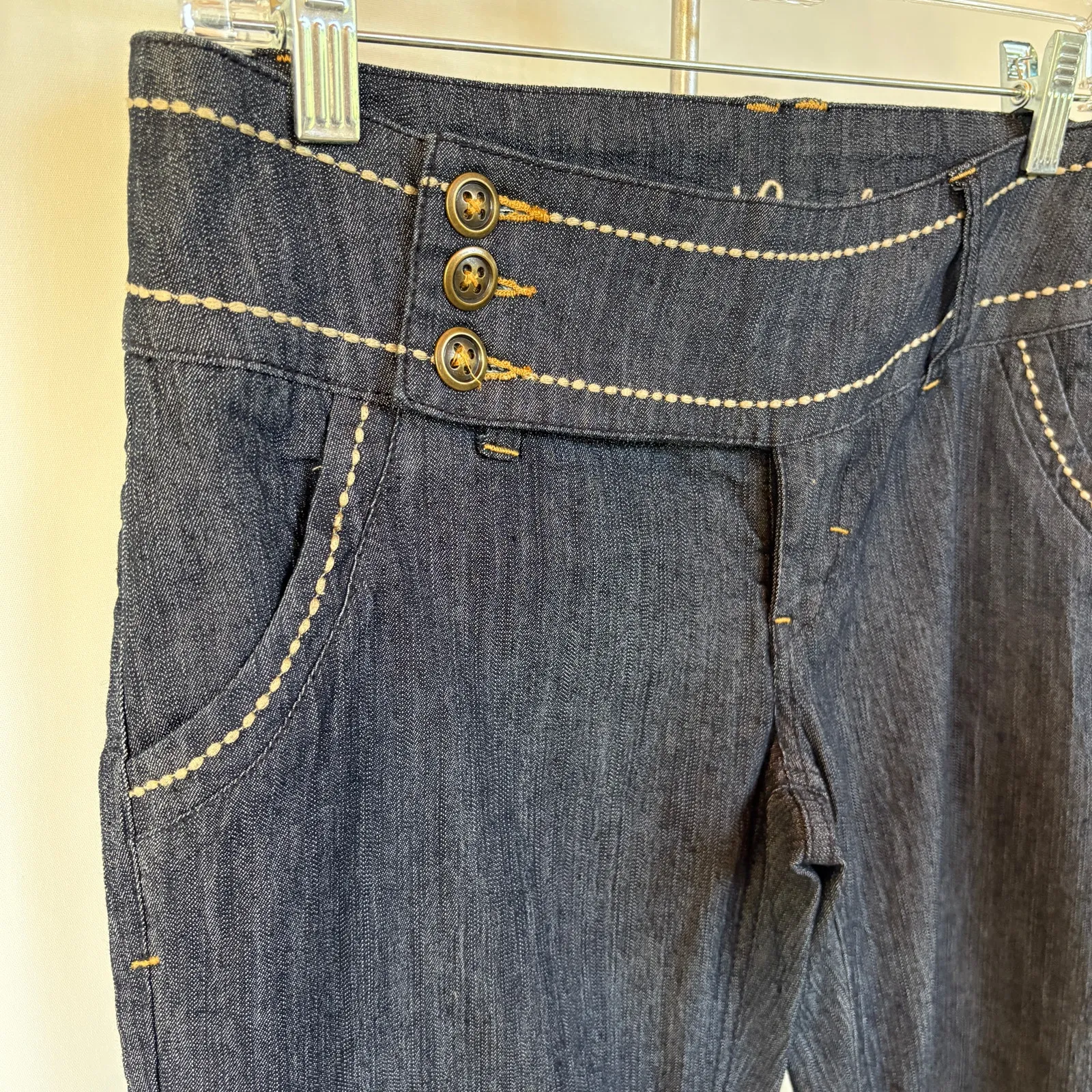 Y2K Dark Wash Low Rise Flare Jeans Red Camel Bratz Mallcore Bimbo Denim Size 9 - Image 4