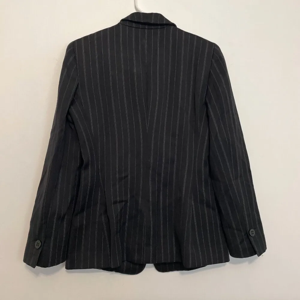 VINTAGE VTG ARMANI COLLEZIONI Black White Vertical Pinstripe WOOL Blazer Jacket - Image 8