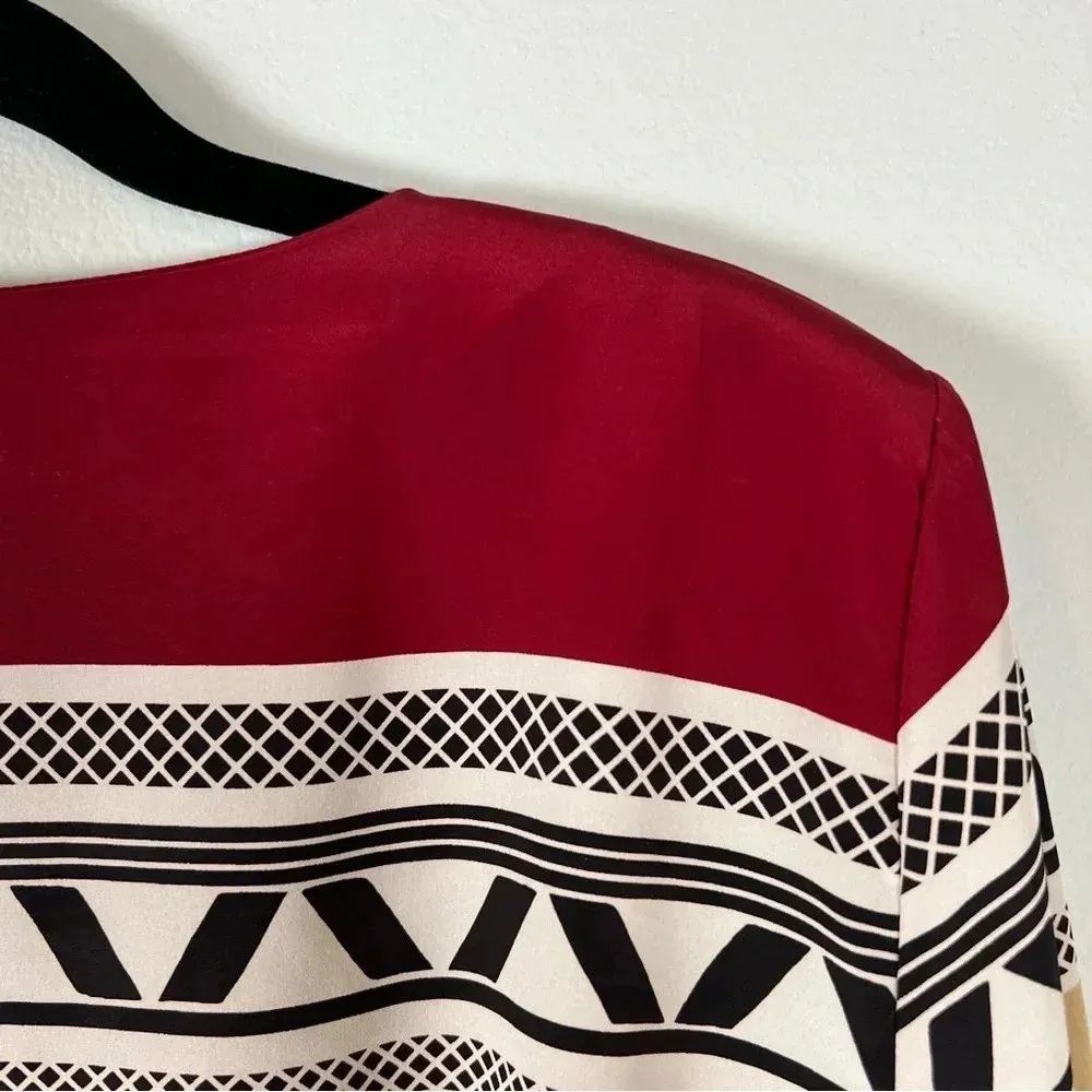 Vintage Liz Claiborne Blouse Red Shoulder Pads Geometric 80s Long Sleeve Size 10 - Image 10