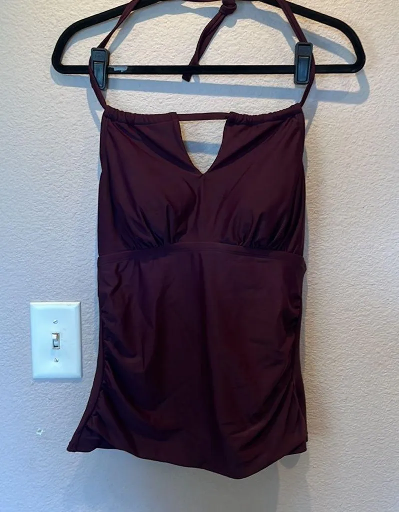 New Kona Sol High Neck Keyhole Tankini Top Plum Color Size Medium NWT - Image 1