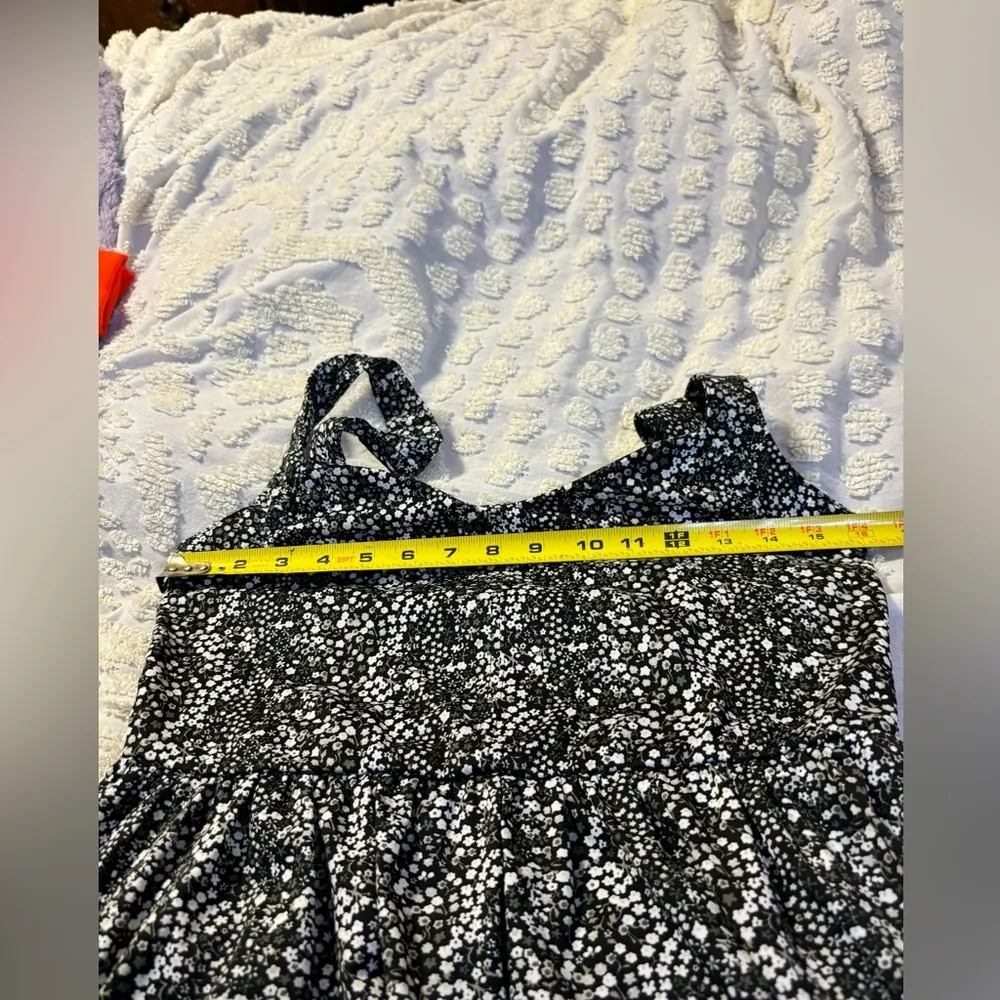 Summer Sun Dress by BeBop Size Large Black White Gray Flower Print - Image 3