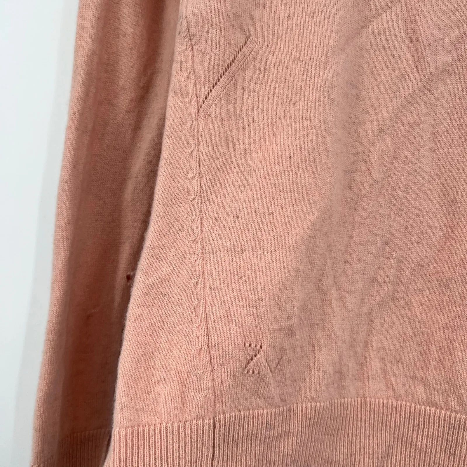 Zadig & Voltaire cici patch pink pullover 100% cashmere sweater flaws size small - Image 5