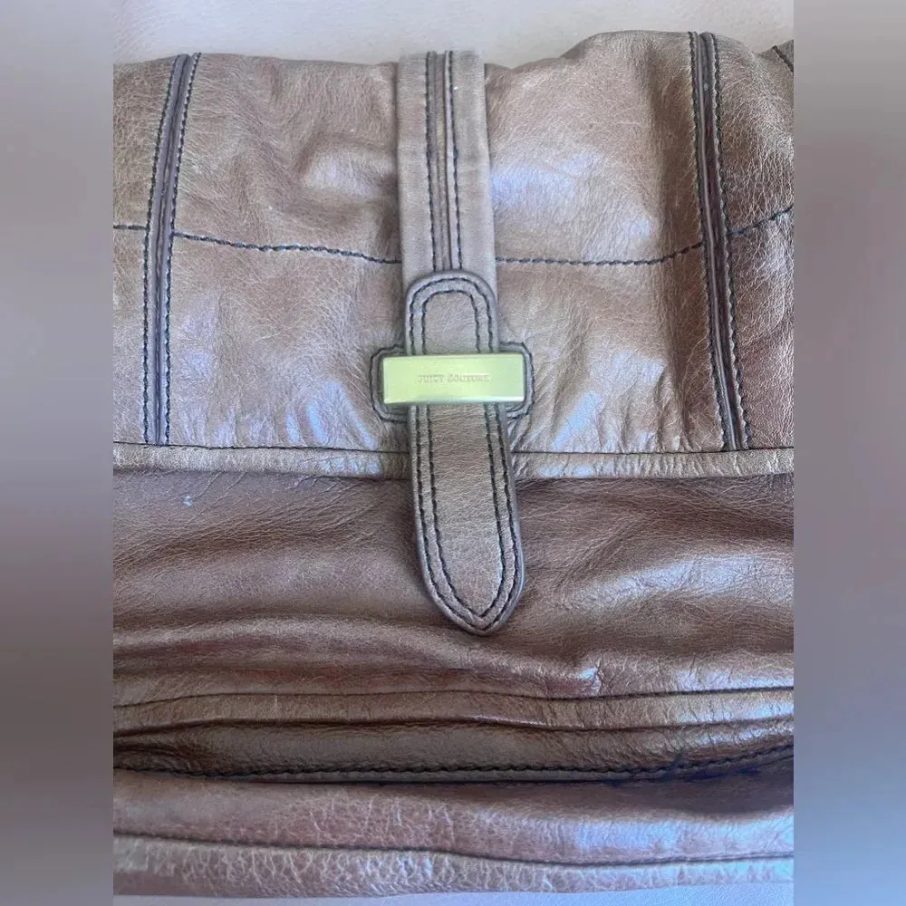 VINTAGE Y2K Juicy Couture Brown Leather
Shoulder Bag - Image 3