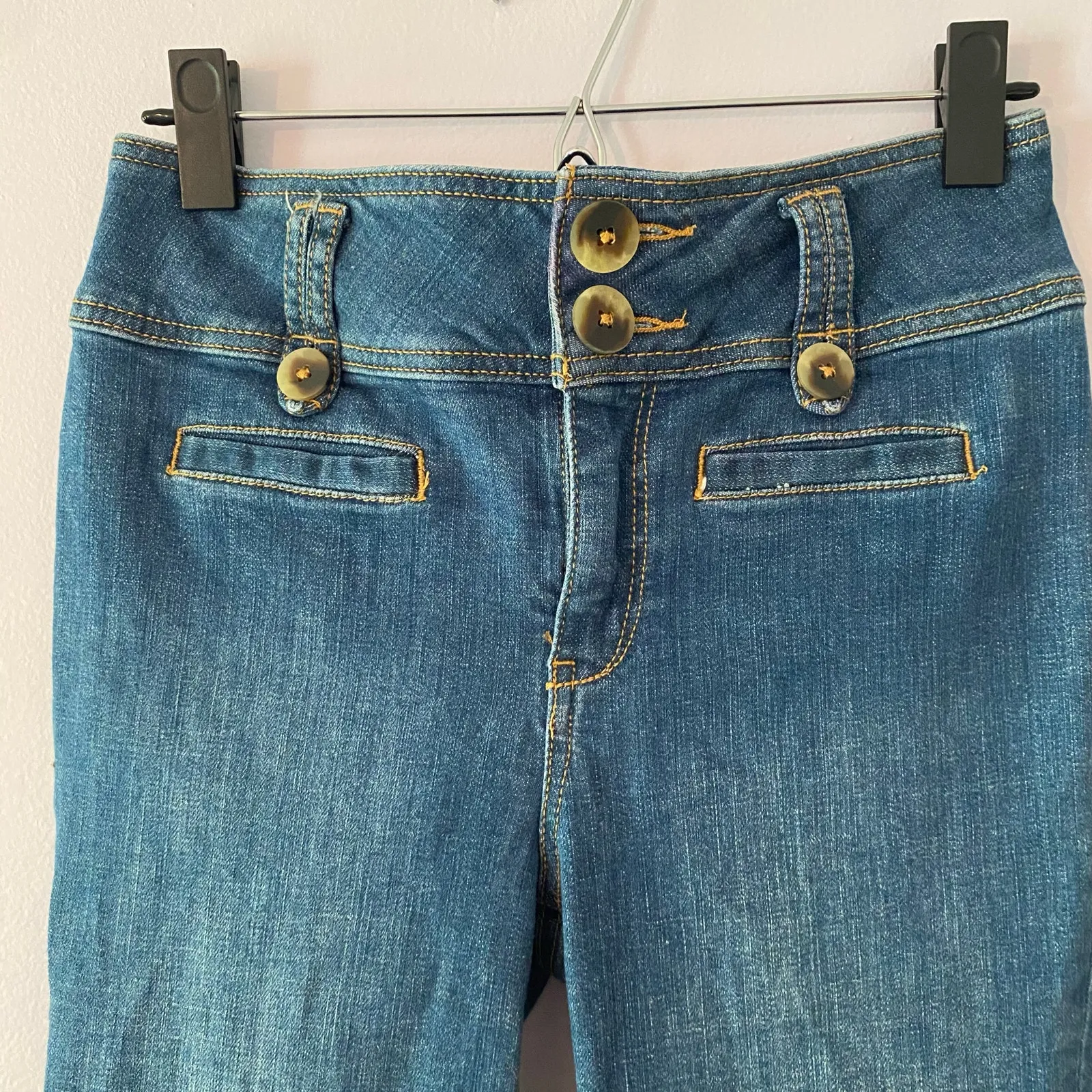 Pilcro Anthropologie Dark Wash Cropped Flare High Rise Jeans Women's size 26 - Image 3