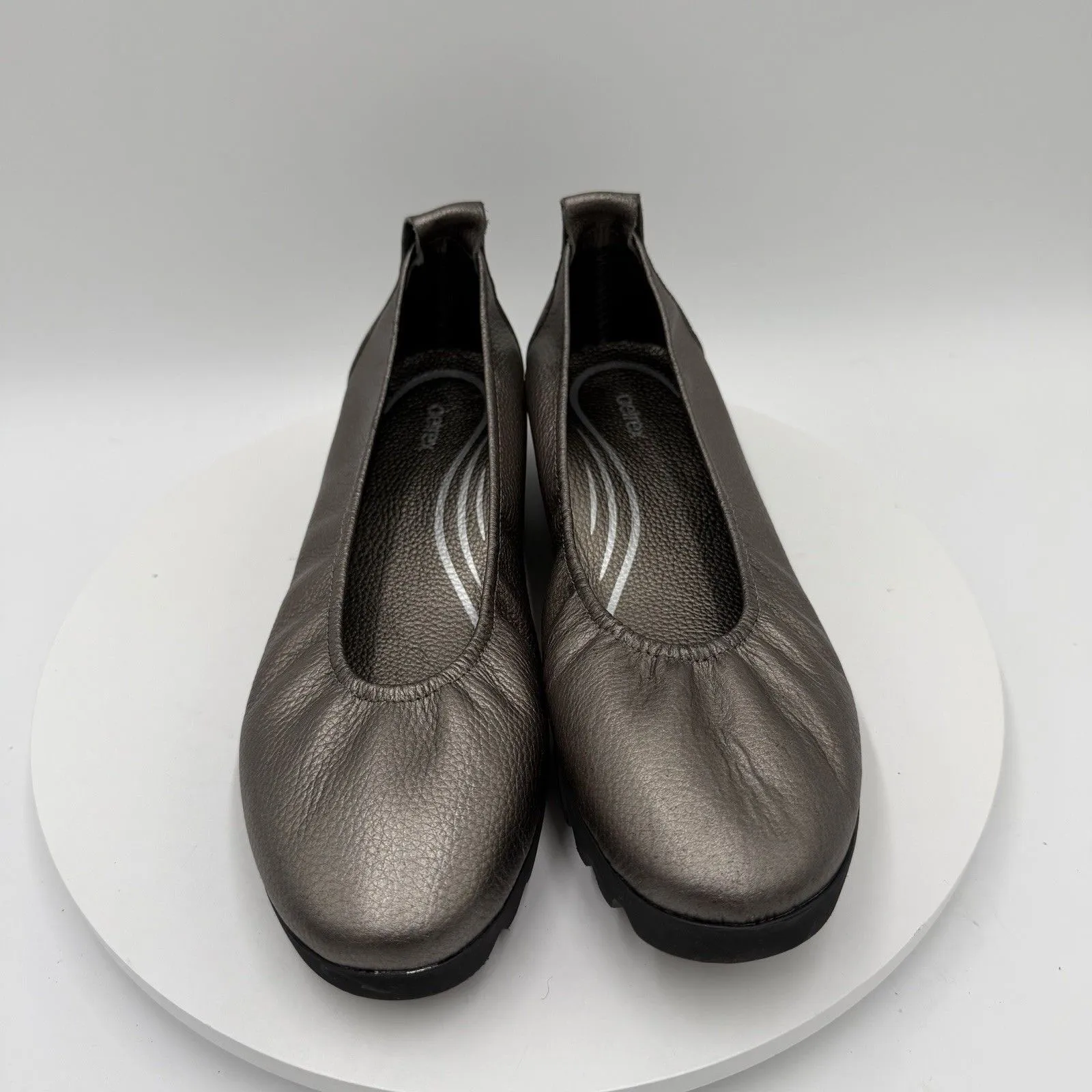 Aetrex Brianna Ballet Flat Womens US 9/9.5 UK 40 PewterPebble Grain Leather Slip - Image 3