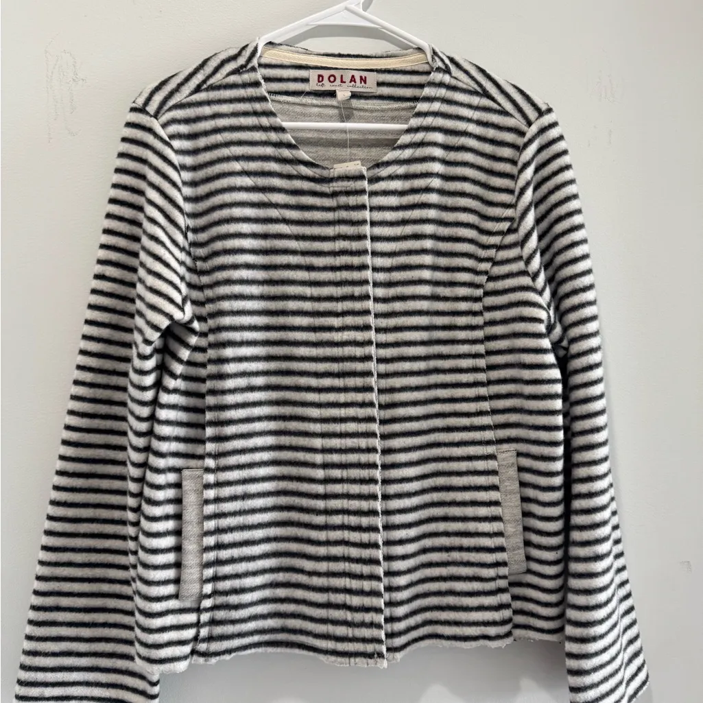 Dolan anthropology Left Coast black & ivory knit jacket sz L Preppy classic Size L - Image 7