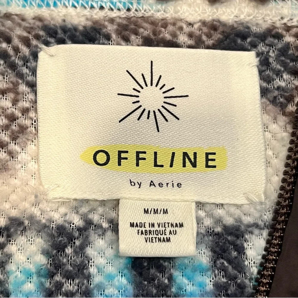 Aerie Offline Oversized Aztec Fleece Sherpa Quarter Zip Pullover size Medium - Image 7
