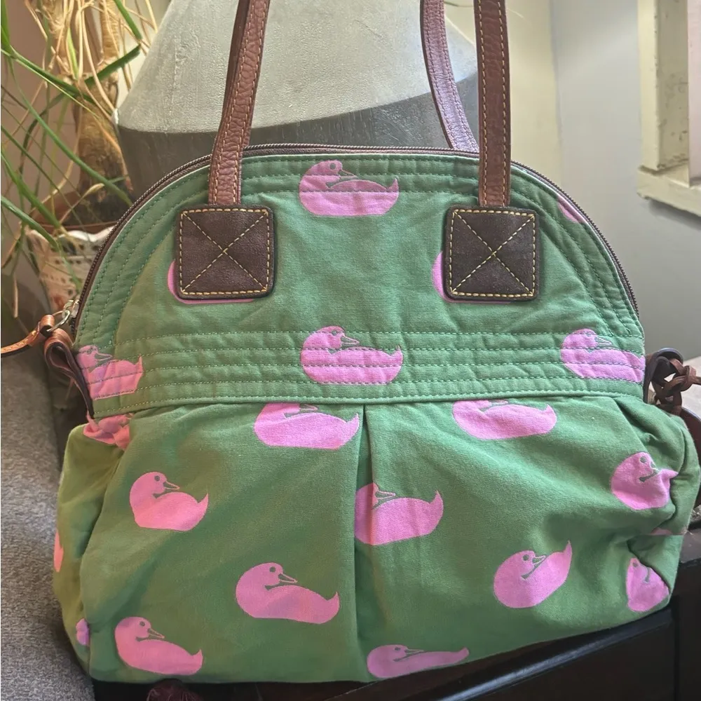 RARE🔥Authentic DOONEY & BOURKE Leather/cotton Duck print Satchel/Shoulder bag - Image 4