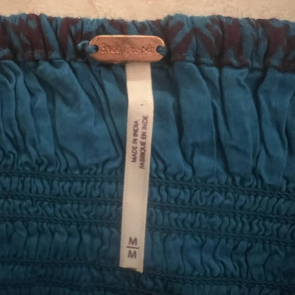 Free People Sweet Annie Cotton Mini Dress Blue Smocked Sleeveless Size Medium - Image 14