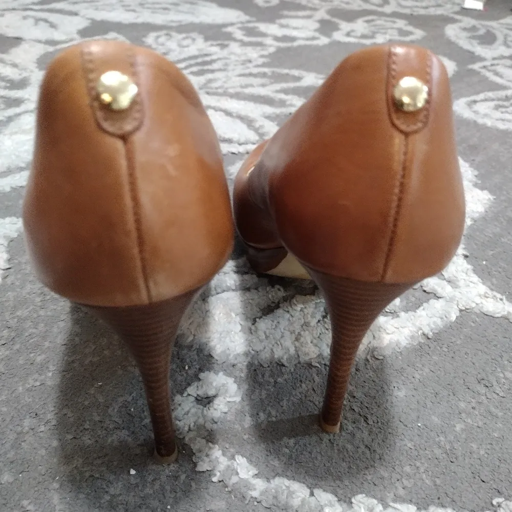 Michael Kors Brown Leather Platform Heels - Image 3