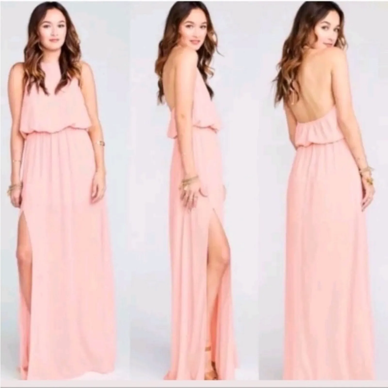 Show Me Your Mumu SMYM Heather halter maxi dress - Frosty Pink Chiffon NEW SMALL - Image 2