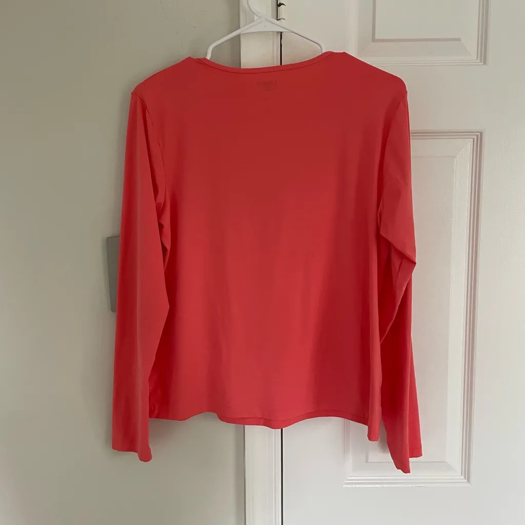 Lands' End  Rash Guard Coral Orange Pink Long Sleeve Crewneck Swim UPF Size MP - Image 5