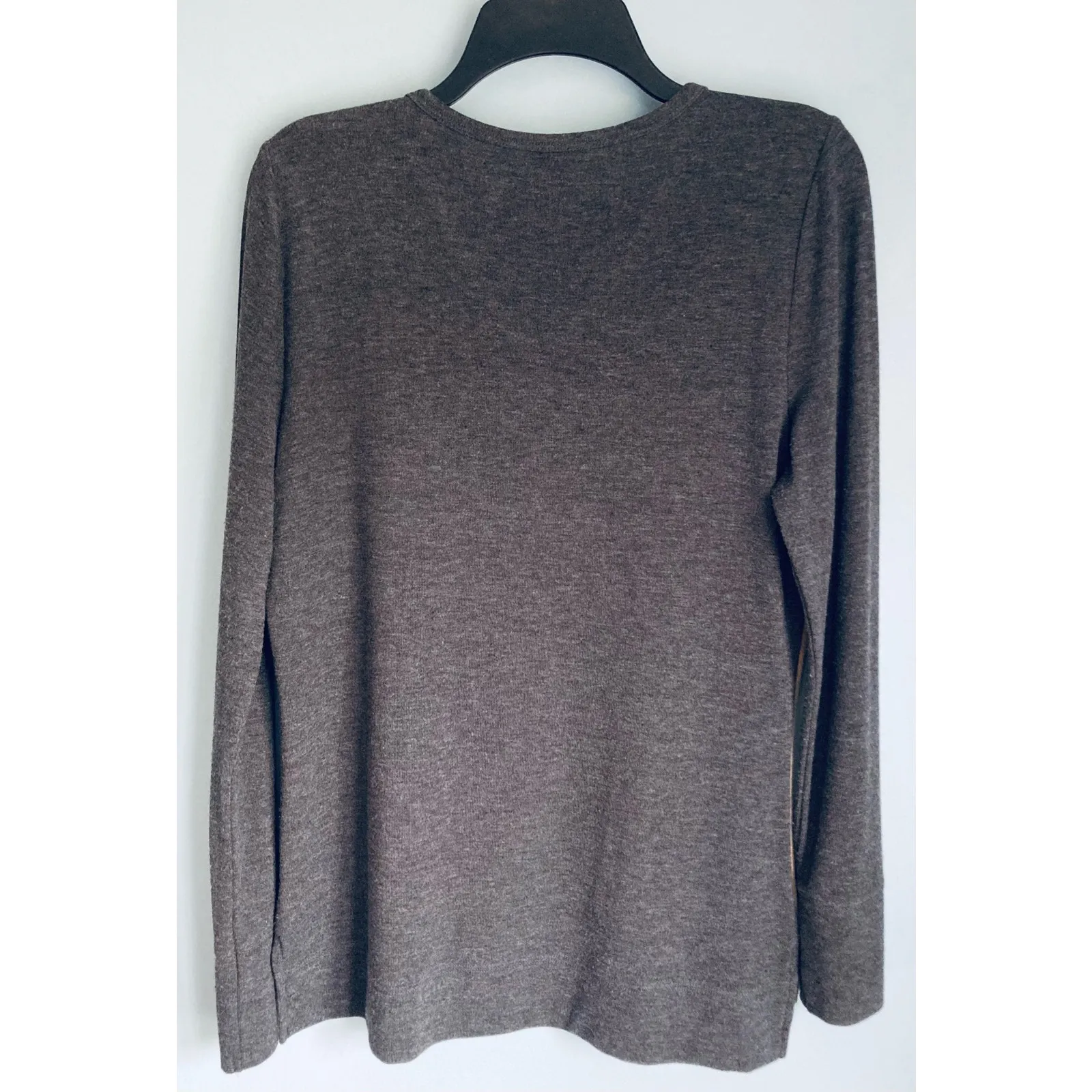 Ecru Suede Long Sleeve Top Large Gray and Tan - Image 5