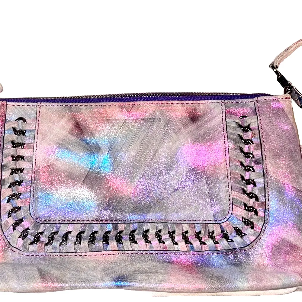 Aimee Kestenberg Pink and Blue Iridescent Clutch - Image 2