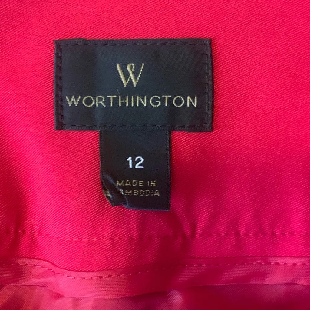 Worthington Skirt NWT 12 Cherry Cordial Red Mini Pencil Lined Back Zipper Office - Image 2