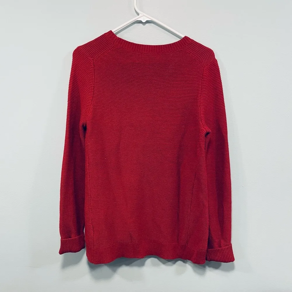 Roolee boutique sweater! Red Henley waffle knit sweater Women’s size small. - Image 4