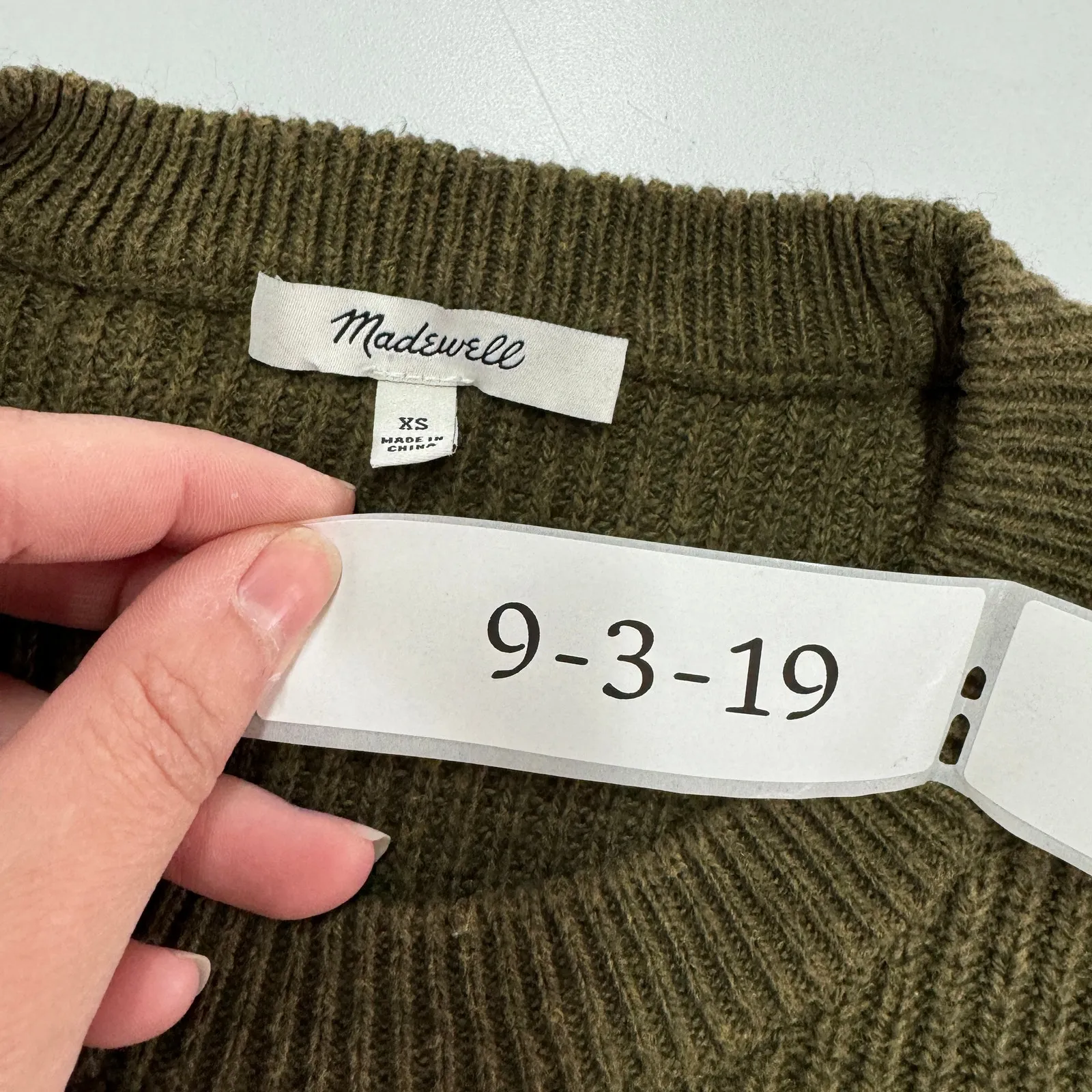 Madewell Sweater Womens X Small Green Thompson Pocket‎ Pullover Sweater - Image 6