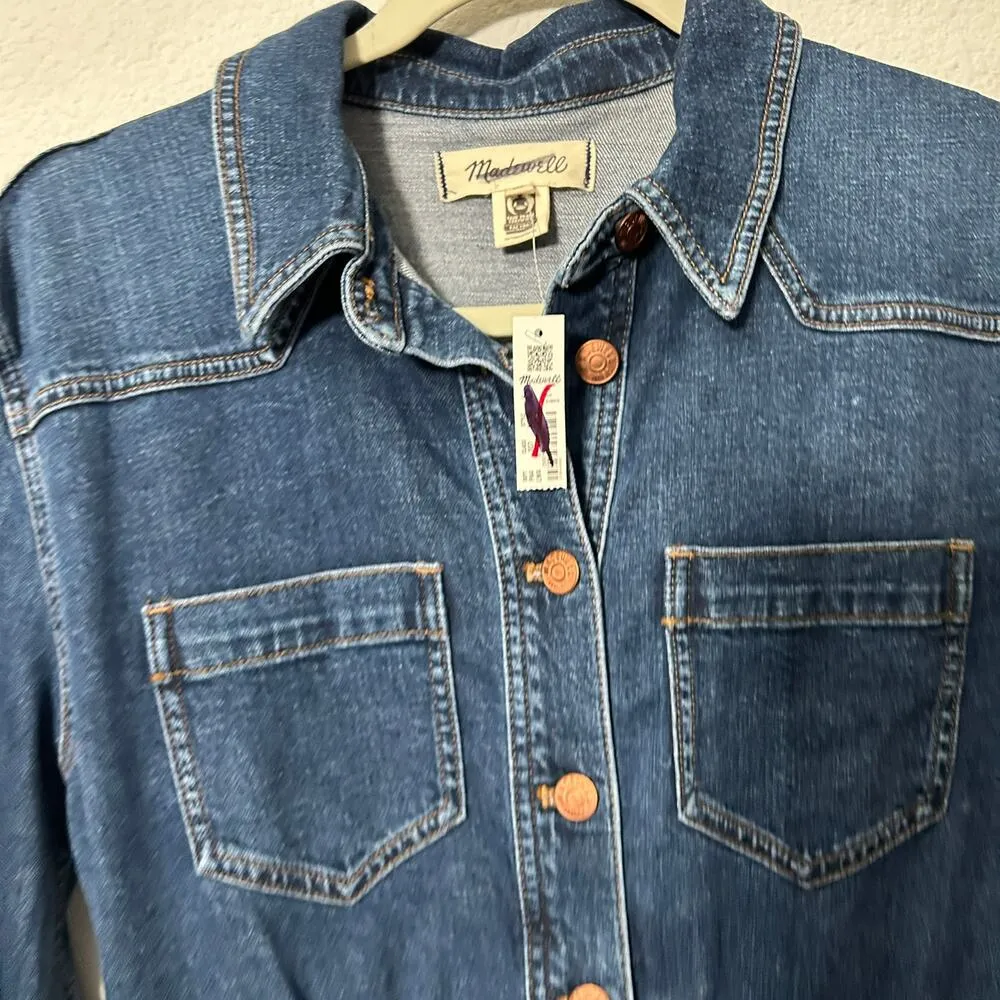 NEW Madewell Denim Western Midi Shirtdress in Laselle Wash Sz 2 Capsule Staple - Image 6