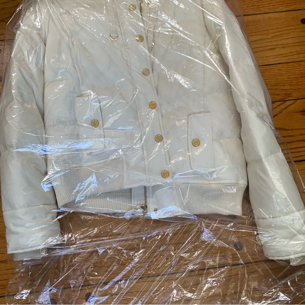 Juicy Couture Pam Gela Down Puffer Jacket Coat White Women's Medium - Image 2