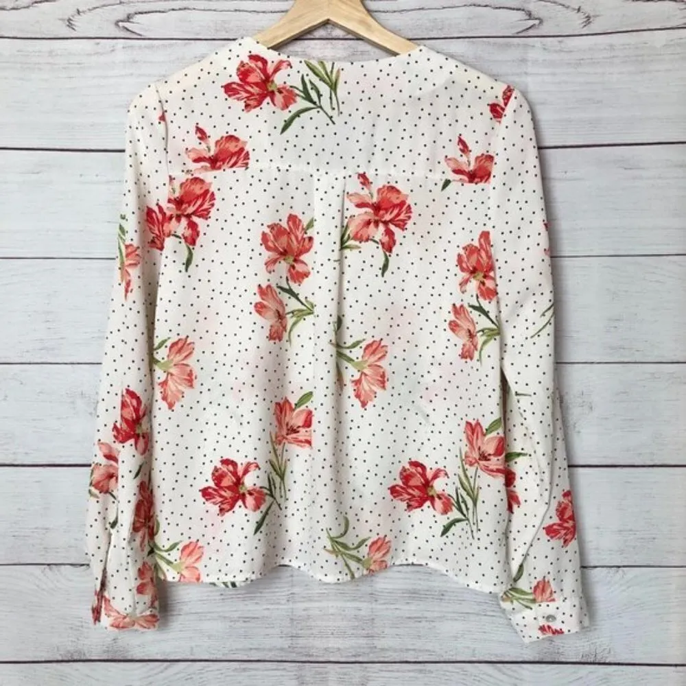 Forever 21 Floral Surplice Wrap Long Sleeve S - Image 3