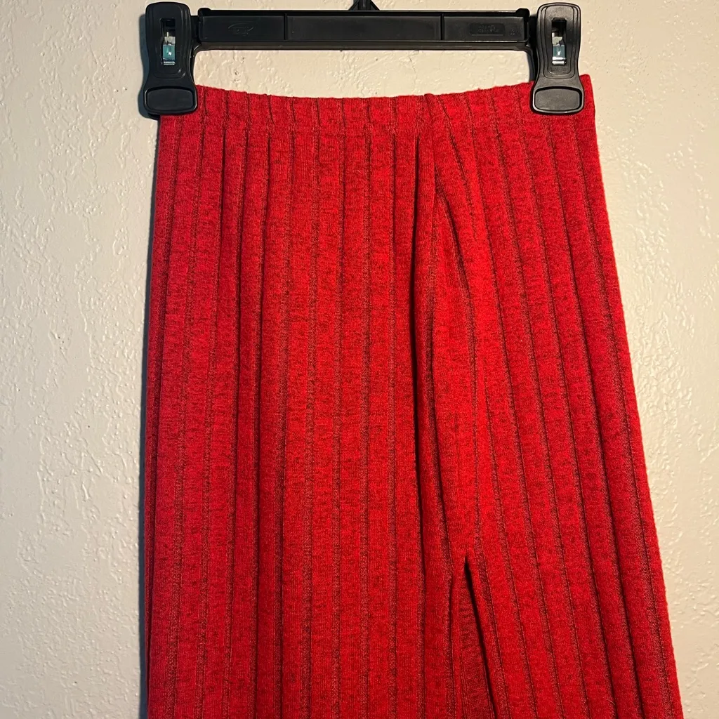SHEIN Red Maxi/Midi Ribbed Pencil Skirt SZ XS Casual Flowy - Image 5