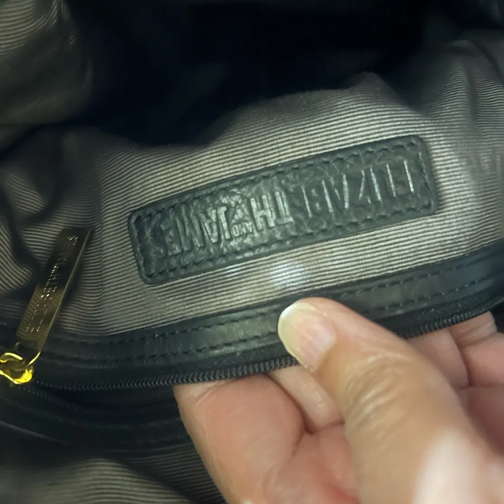 Elizabeth and James  Black Leather Drawstring Bag - Image 7