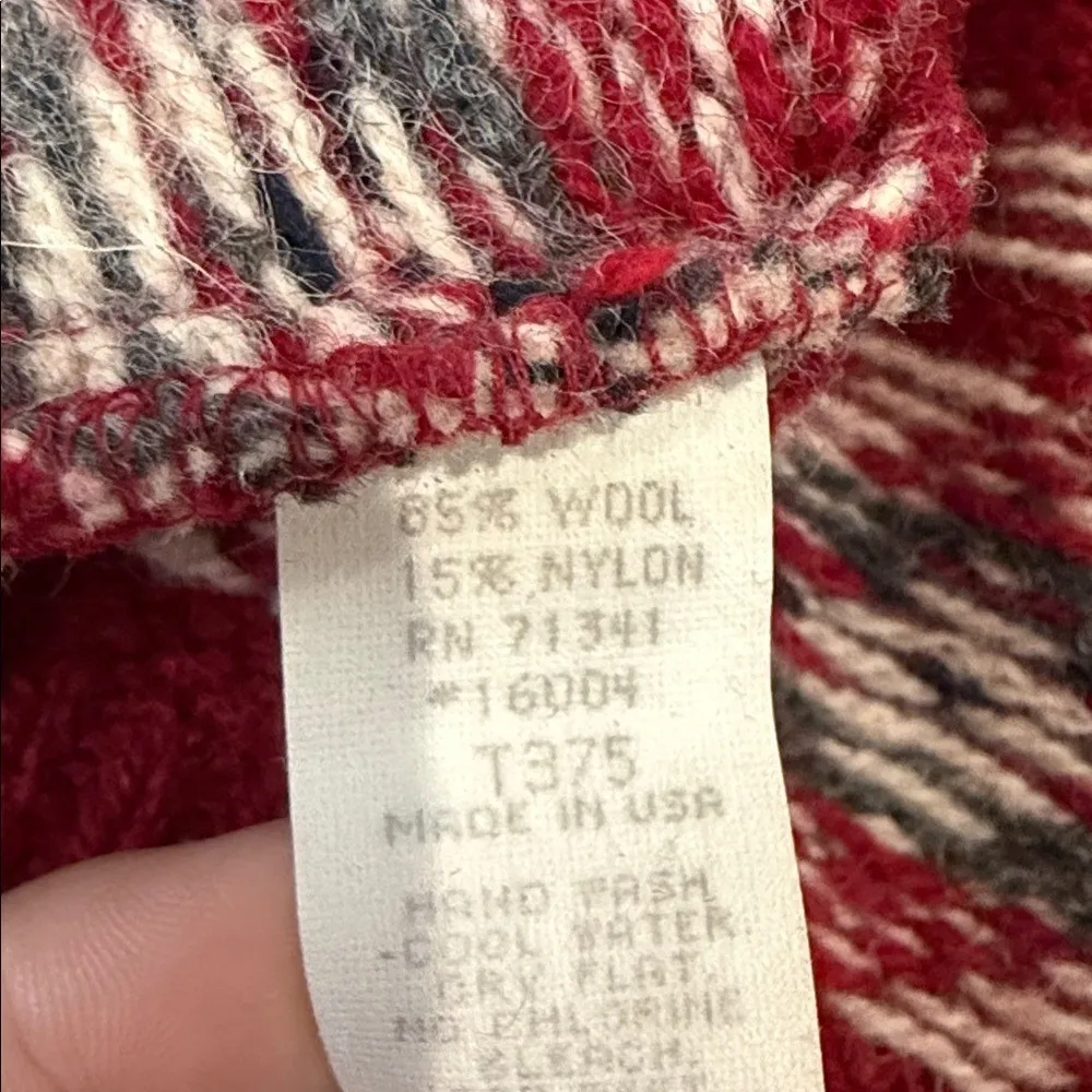 Vintage L.L. Bean Red Nordic Fair Isle Knit Vest Size Small Wool Blend - Image 5