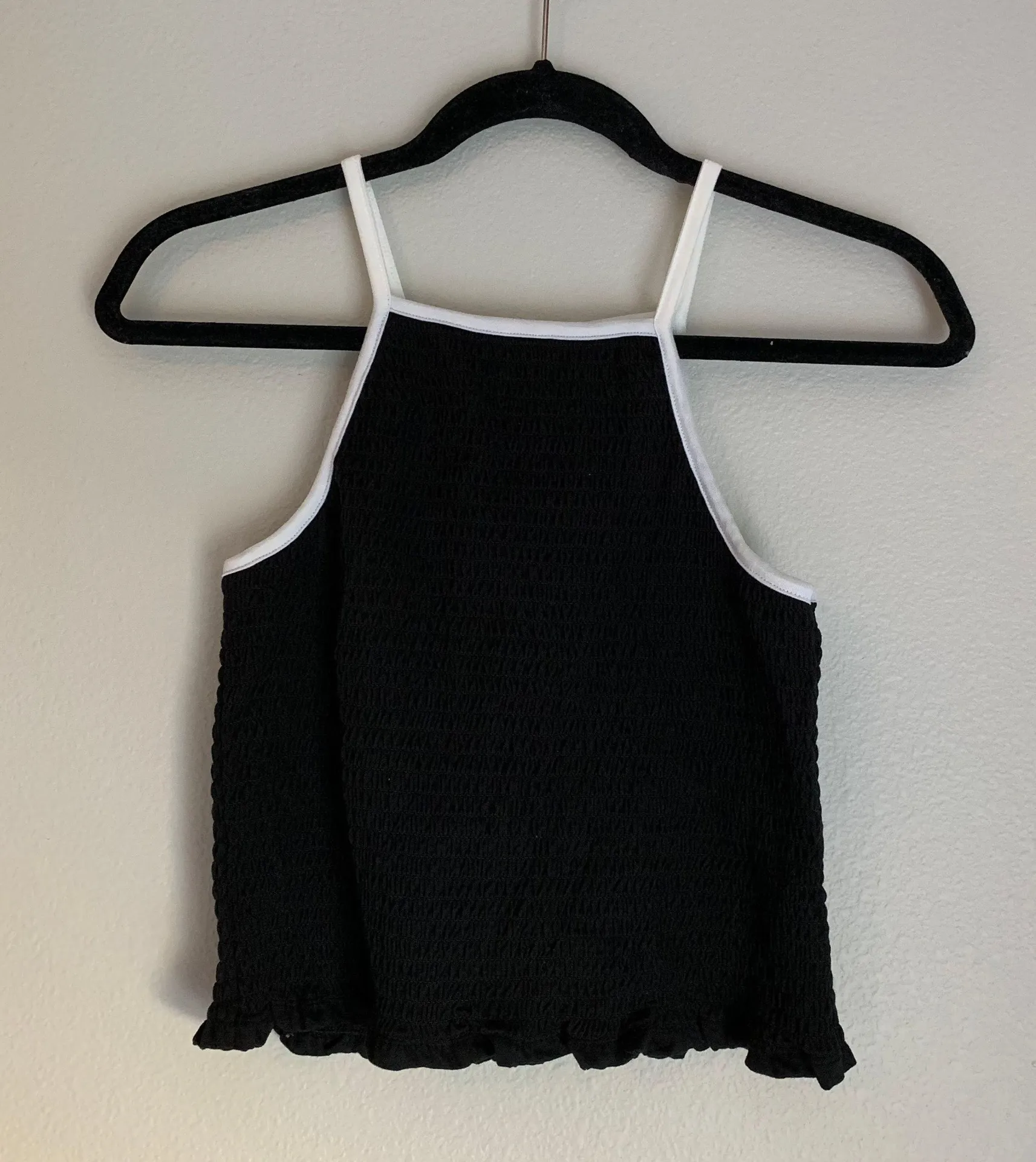 Black & White High Neck Ruched Tank Top Size M - Image 2