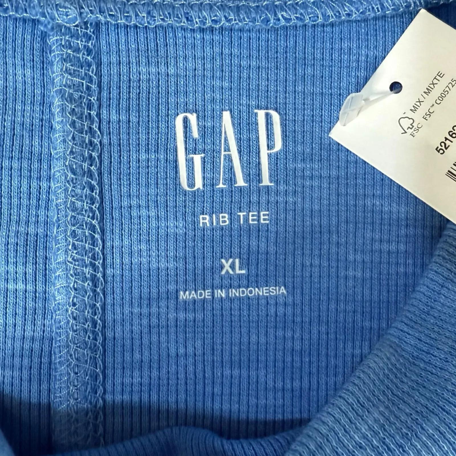 Gap Periwinkle Blue Rib Knit Long Sleeve Cuff Tee T-Shirt size XL NEW Tags - Image 2
