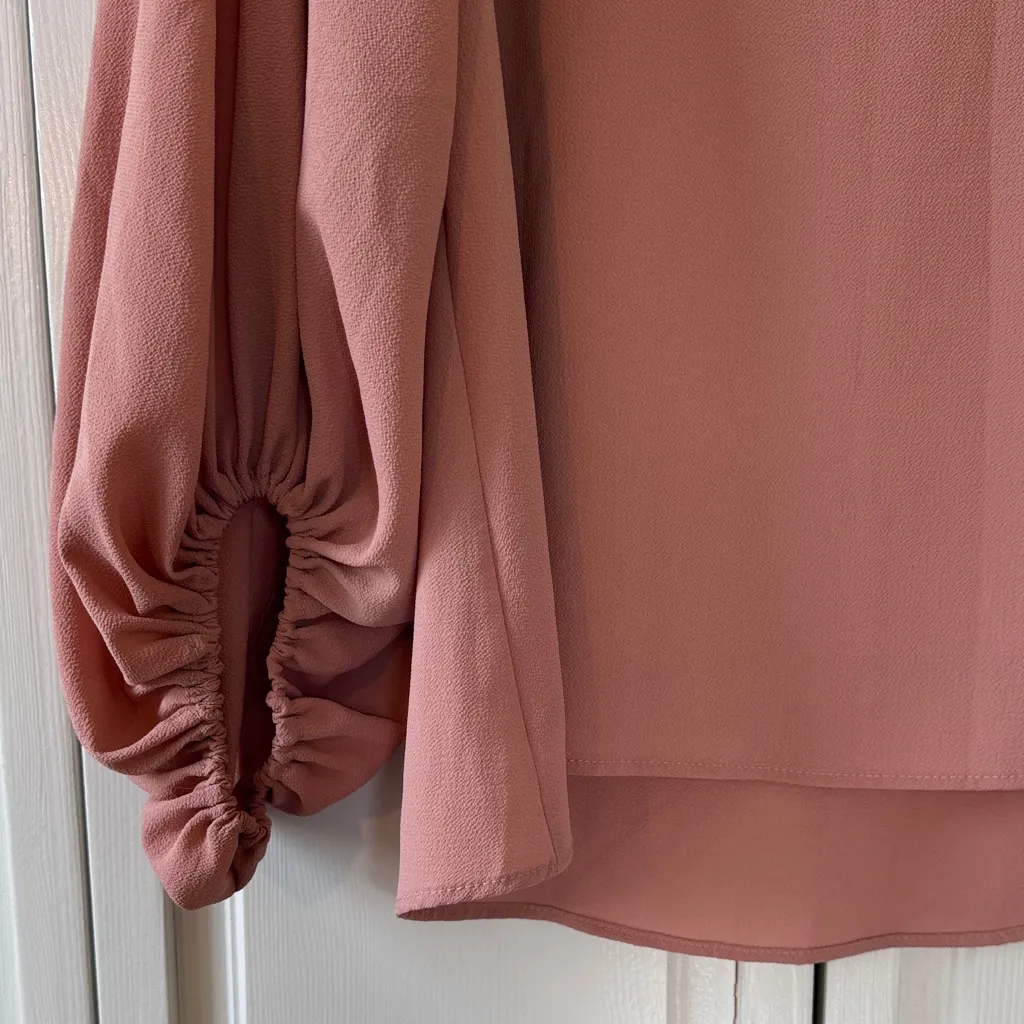 Vici Mauve/Dusty Rose V-Neck Blouse with Gathered Sleeves Size Small - Image 4