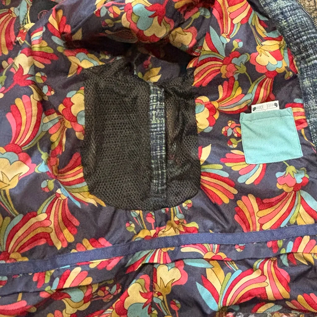 B by Burton Wool Blend Tweed Large – Hooded, Floral Lining, Warm Snowboard Coat Gray - Image 5