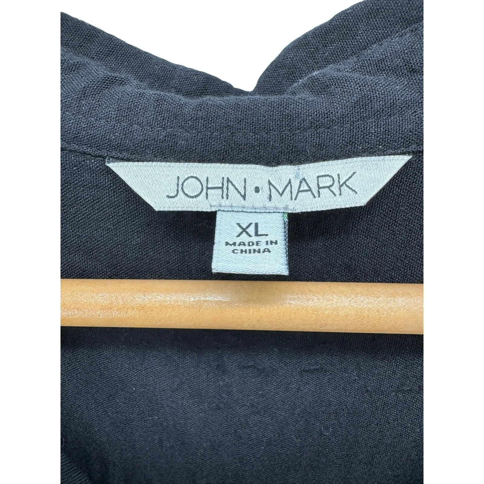 John Mark Black Lace Panel Button Down Blouse XL Boho Sheer Long Sleeve‎ Top - Image 3