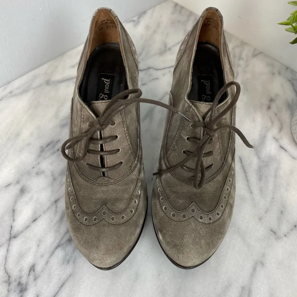 Paul Green Kelsey Lace Up Brougue Oxford Gray Nubuck Leather 6.5 Steampunk - Image 8