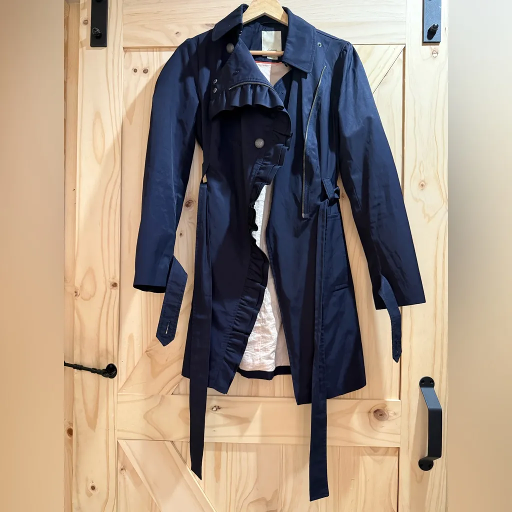 Anthropologie, Elevenses - Navy Double-Breasted Women's Trench Coat - 2 - Image 3