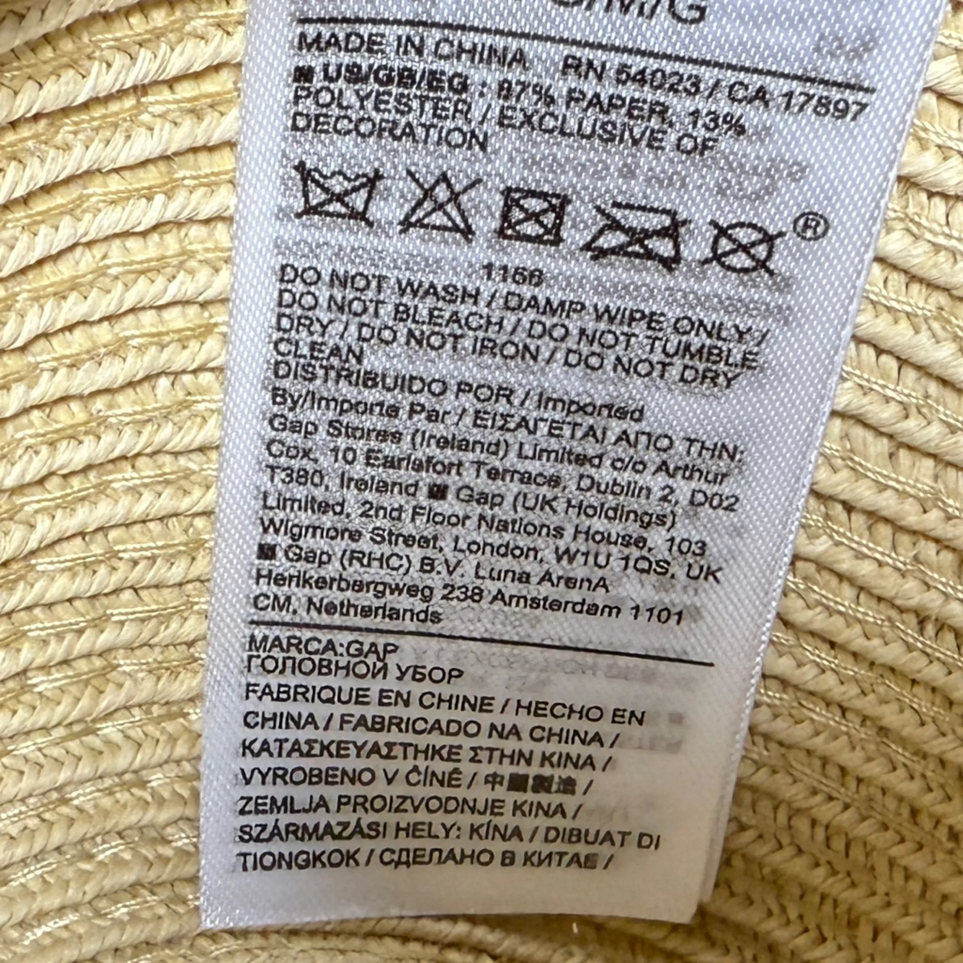 Gap Floppy Wide Brim Woven Paper Beach Hat EUC - Image 7