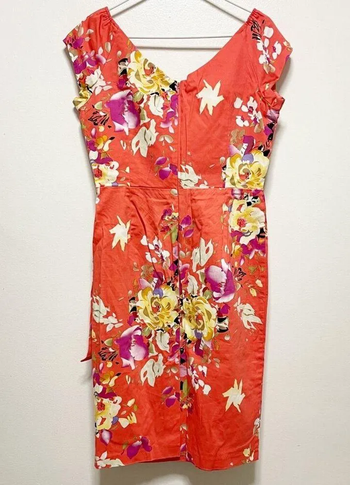 New! The Pretty Dress Company Coral Floral Hourglass Seville Swing Dress Orange Size 16 - Image 8