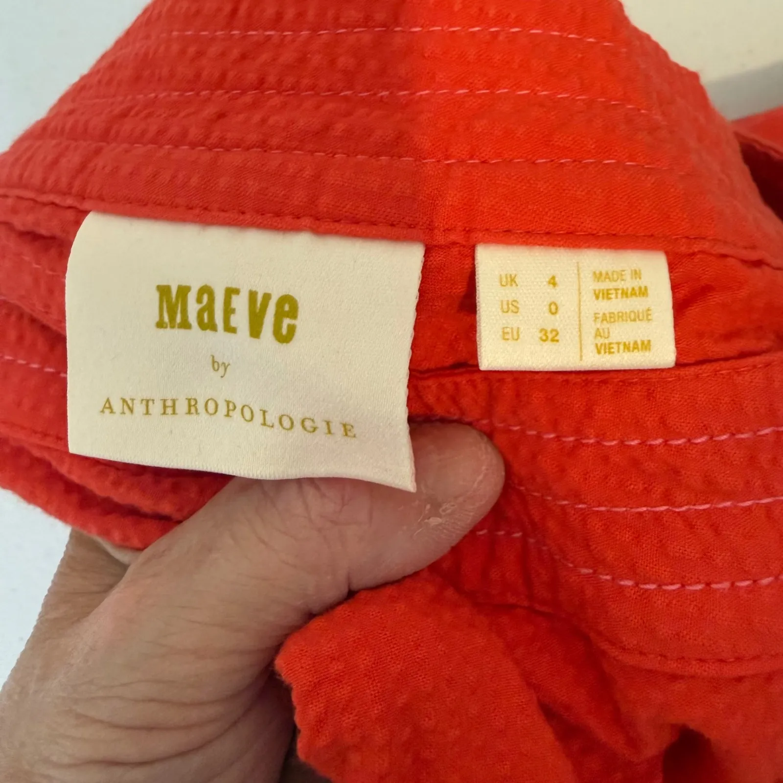 Maeve by Anthropologie Textured Orange Halter Neck Midi Dress Size 0 Italy Beach Red - Image 4