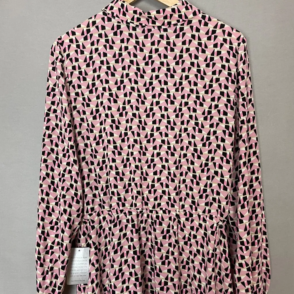 NWT‎ London Times Dress Geometric Women 14 Pink Shirt Dress Stripe Asymmetrical - Image 10