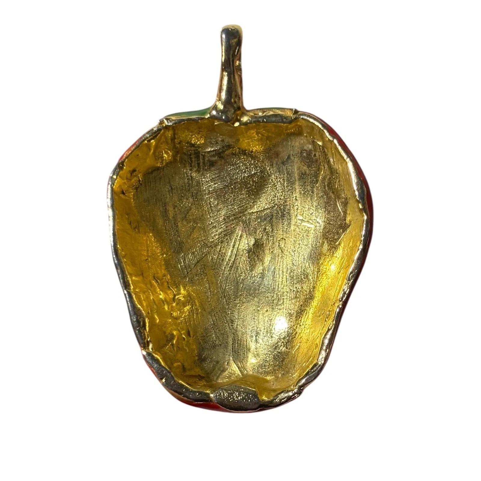 Enamel Strawberry Charm Pendant Gold Tone Red Green Fruit Jewelry Making - Image 2