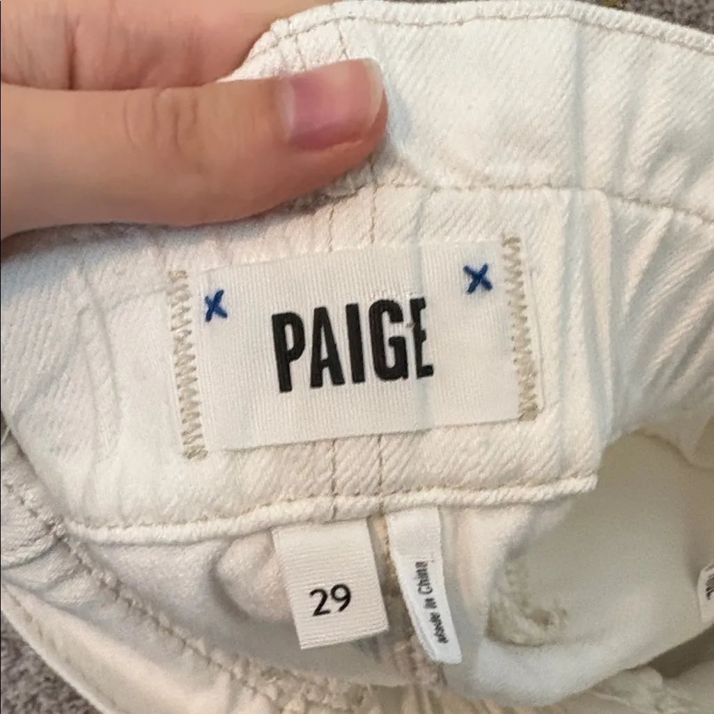 Paige Pleated paper waist tapered leg denim pants - Image 7