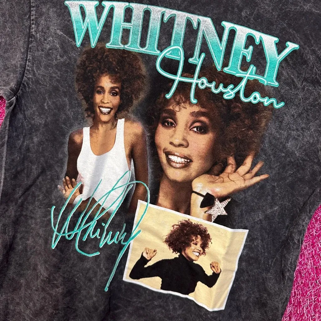 Whitney Houston Retro Style mineral wash tshirt size Medium  - Image 4