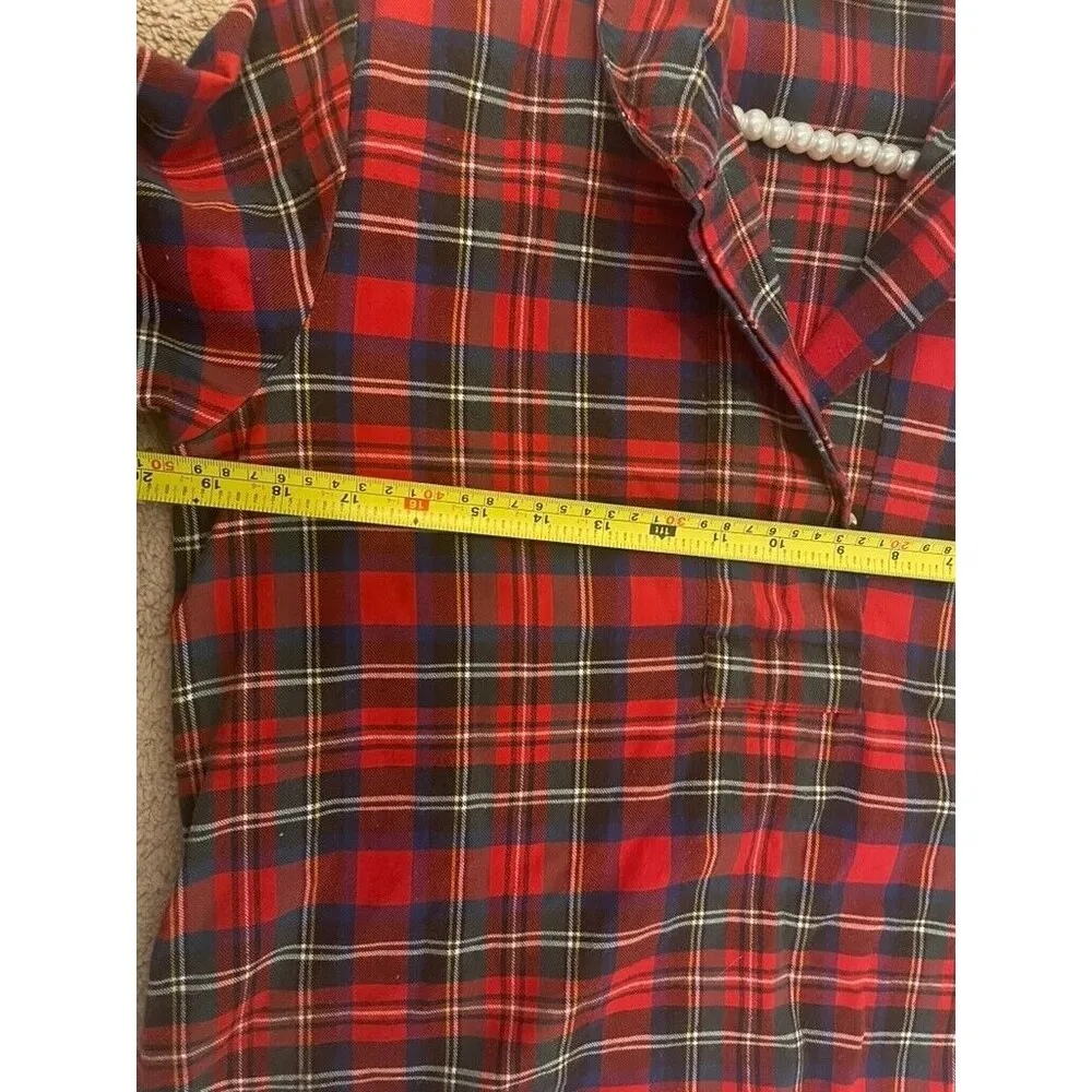USA LL Bean Plaid  Red Traditional Women’s SHIRT TUNIC 1/4 BUTTONS UP SIZE 8 - Image 8