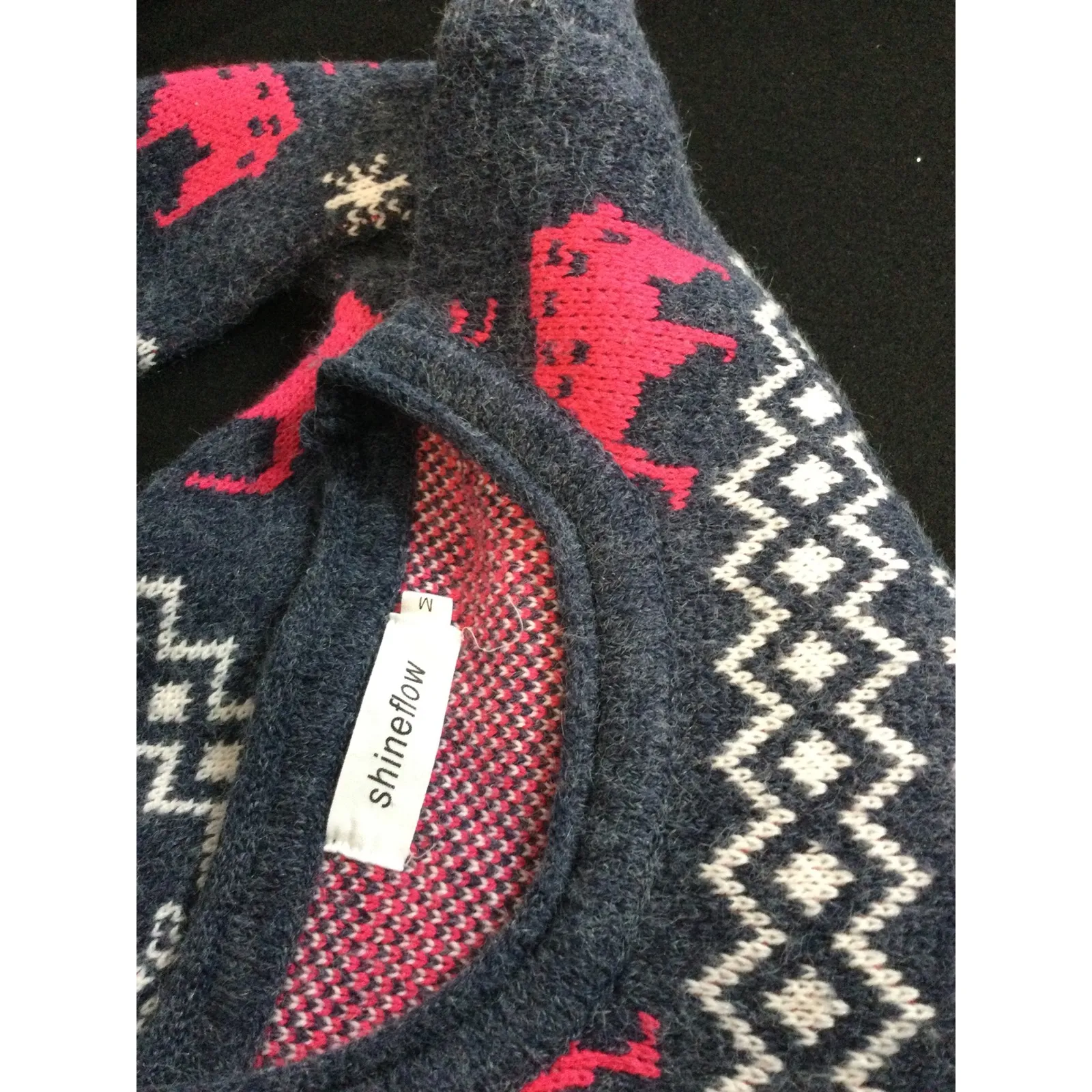 Shine Flow‎ Womens ReindeerSweater Gray Red Festive Holiday Party Cut M Size M - Image 7