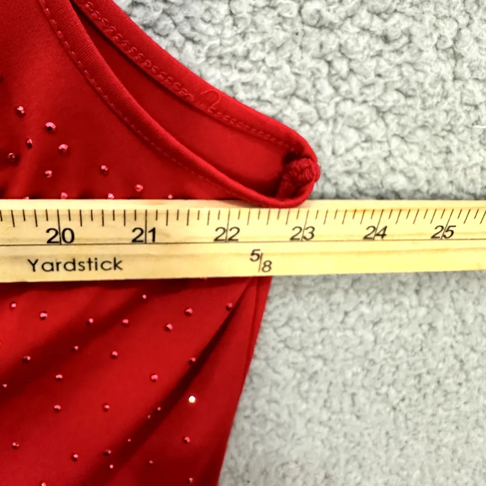 Vintage Y2K Fashion Bug Top Women 1X Red Sleeveless Cowl Neck Studded Fairy Boho - Image 5